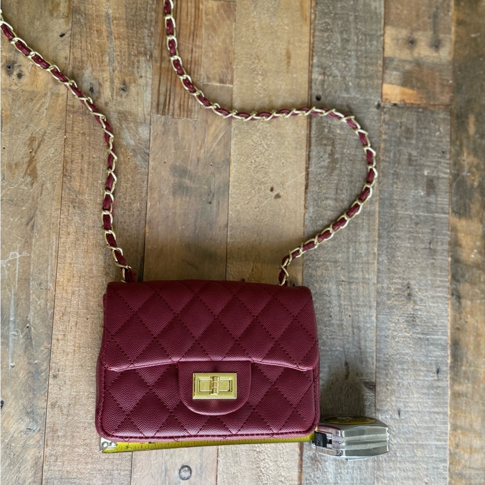 Quilted Burgundy Crossbody Bag